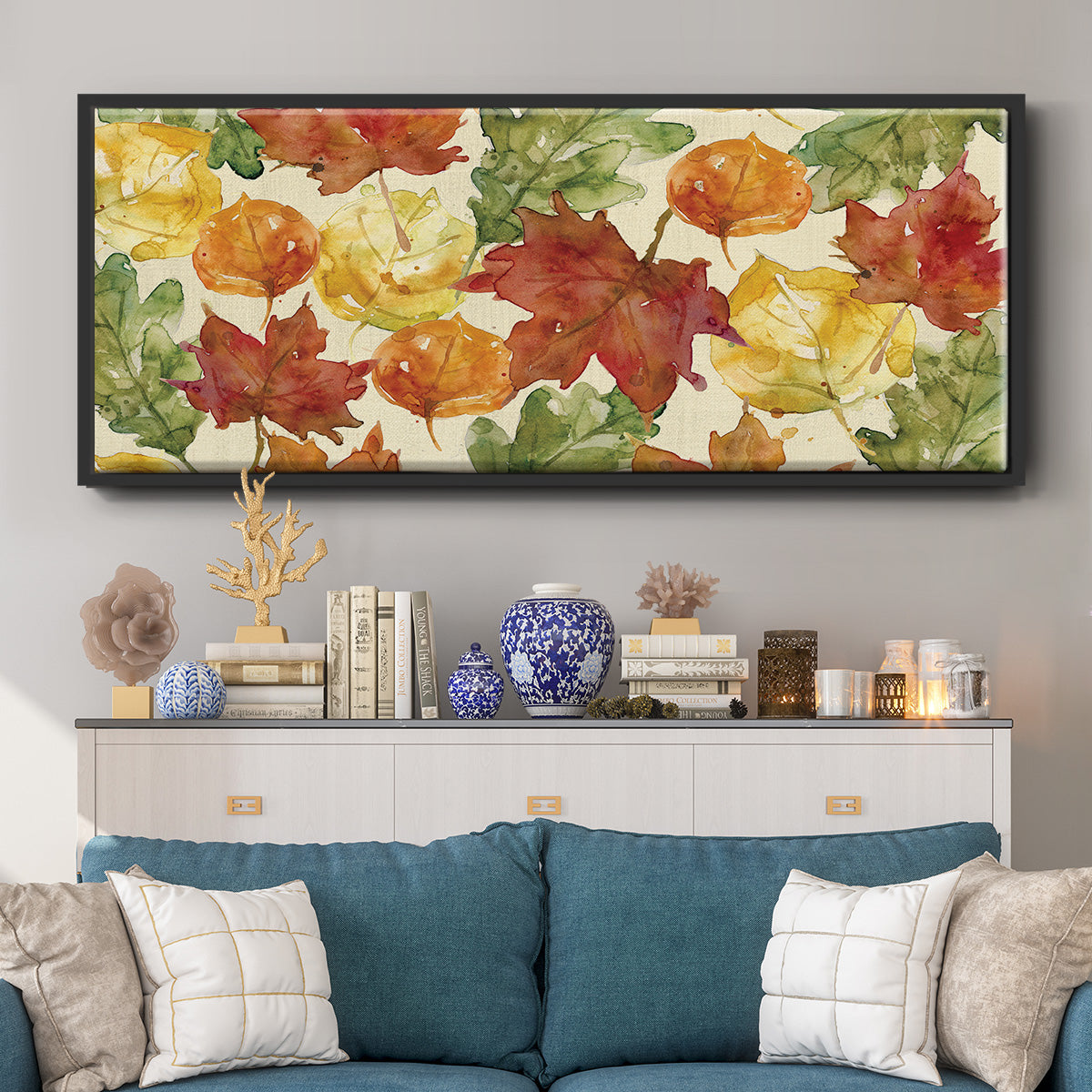 Autumn Leaves - Floater Framed Canvas Print