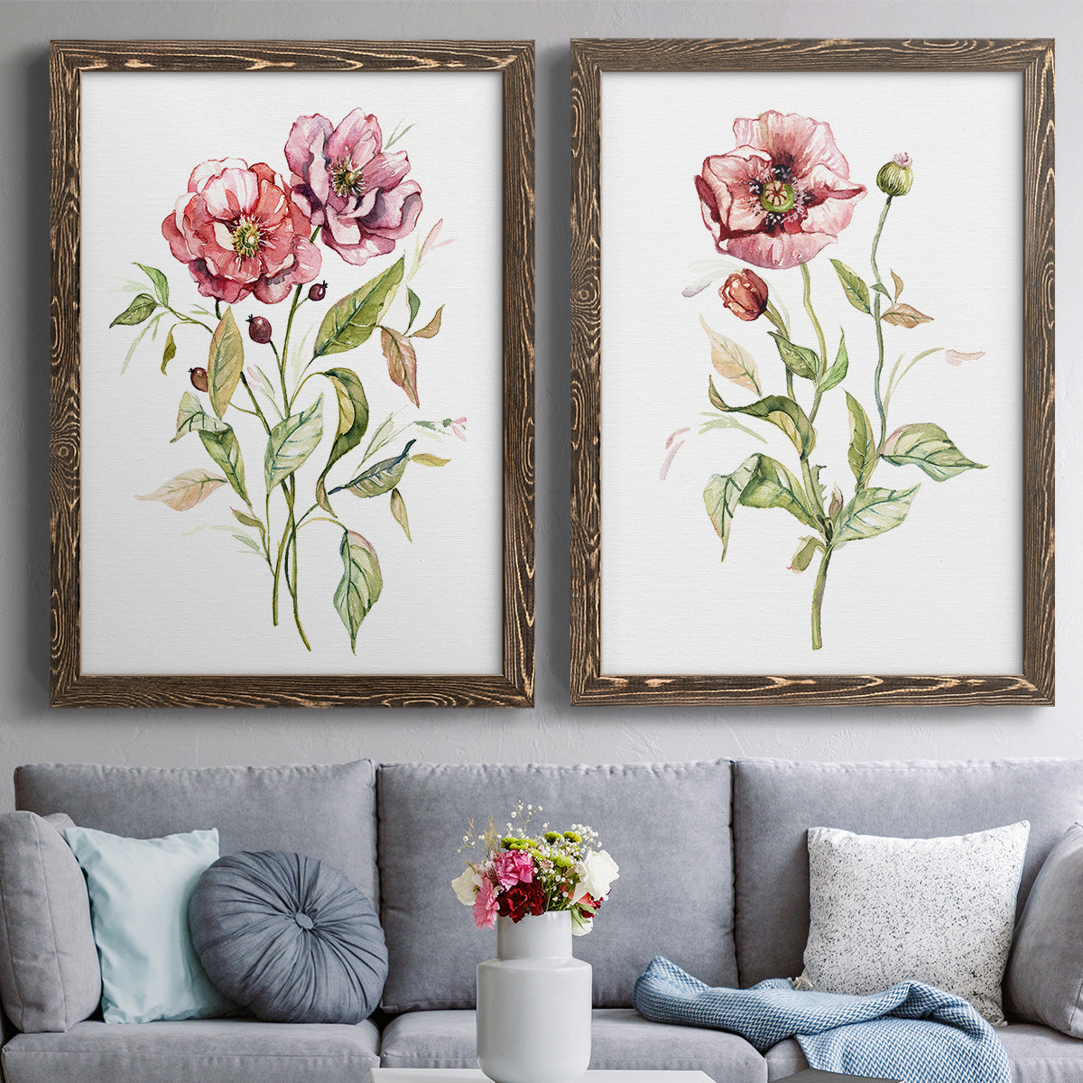 Wild Roses - Premium Framed Canvas 2 Piece Set - Ready to Hang