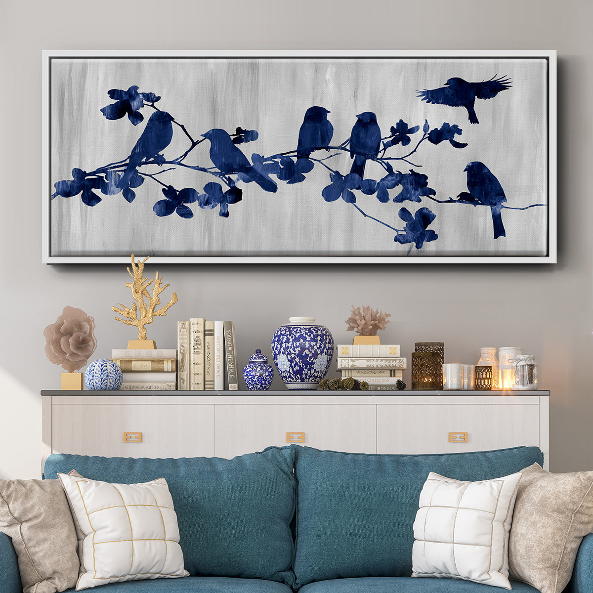 Indigo Hangout - Floater Framed Canvas Print