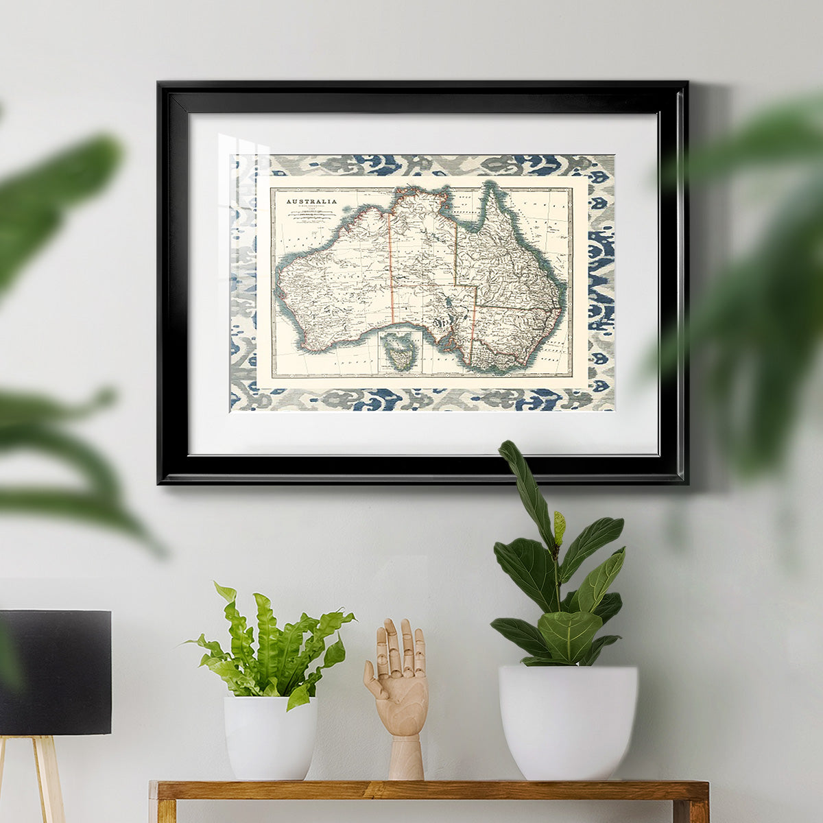 Bordered Map of Australia - Modern Framed Art Print