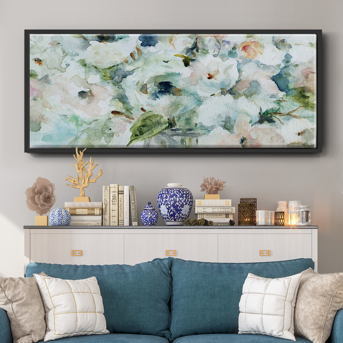 Blooming Softly - Floater Framed Canvas Print