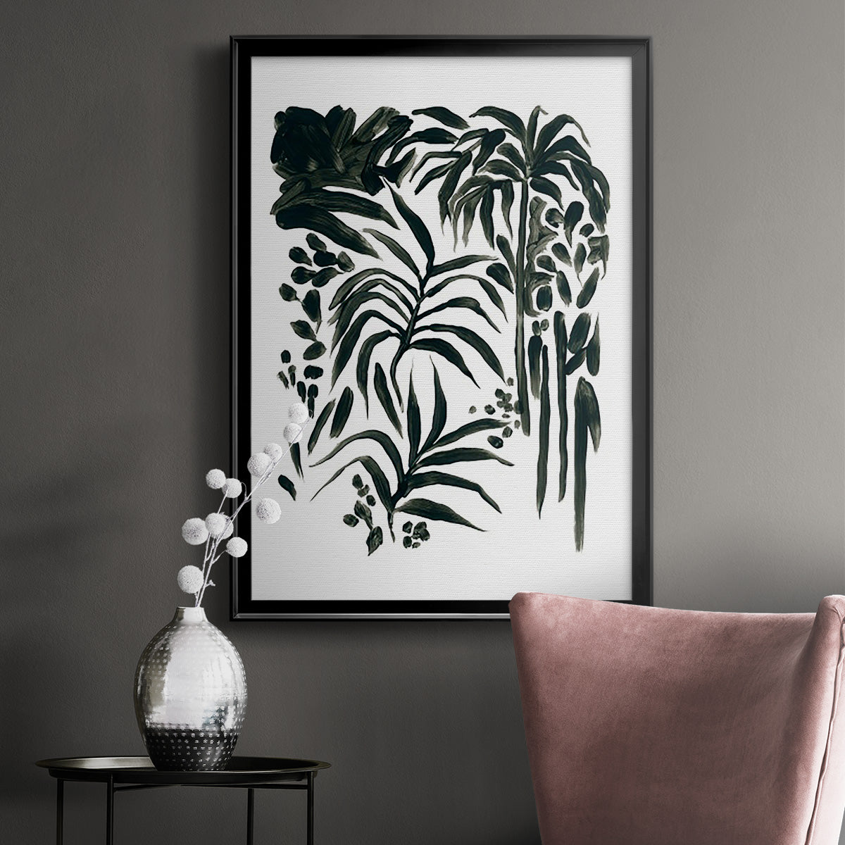 Ink Jungle I - Modern Framed Canvas Print