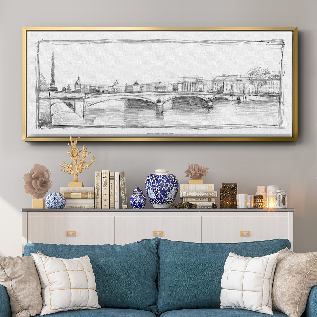 Pont du Carroussel - Floater Framed Canvas Print