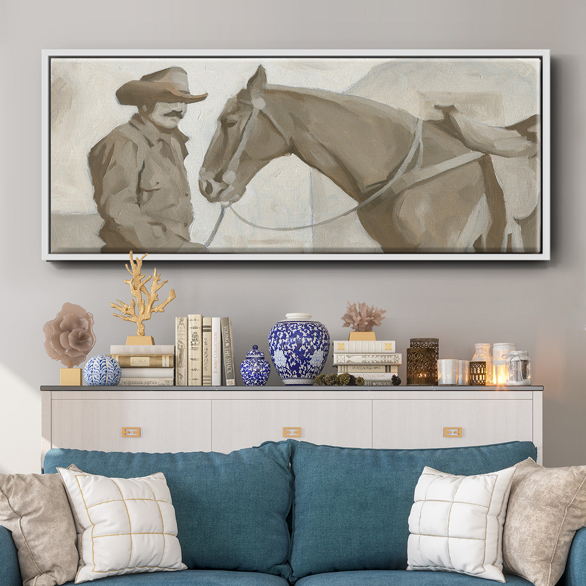 Work Friends II - Floater Framed Canvas Print