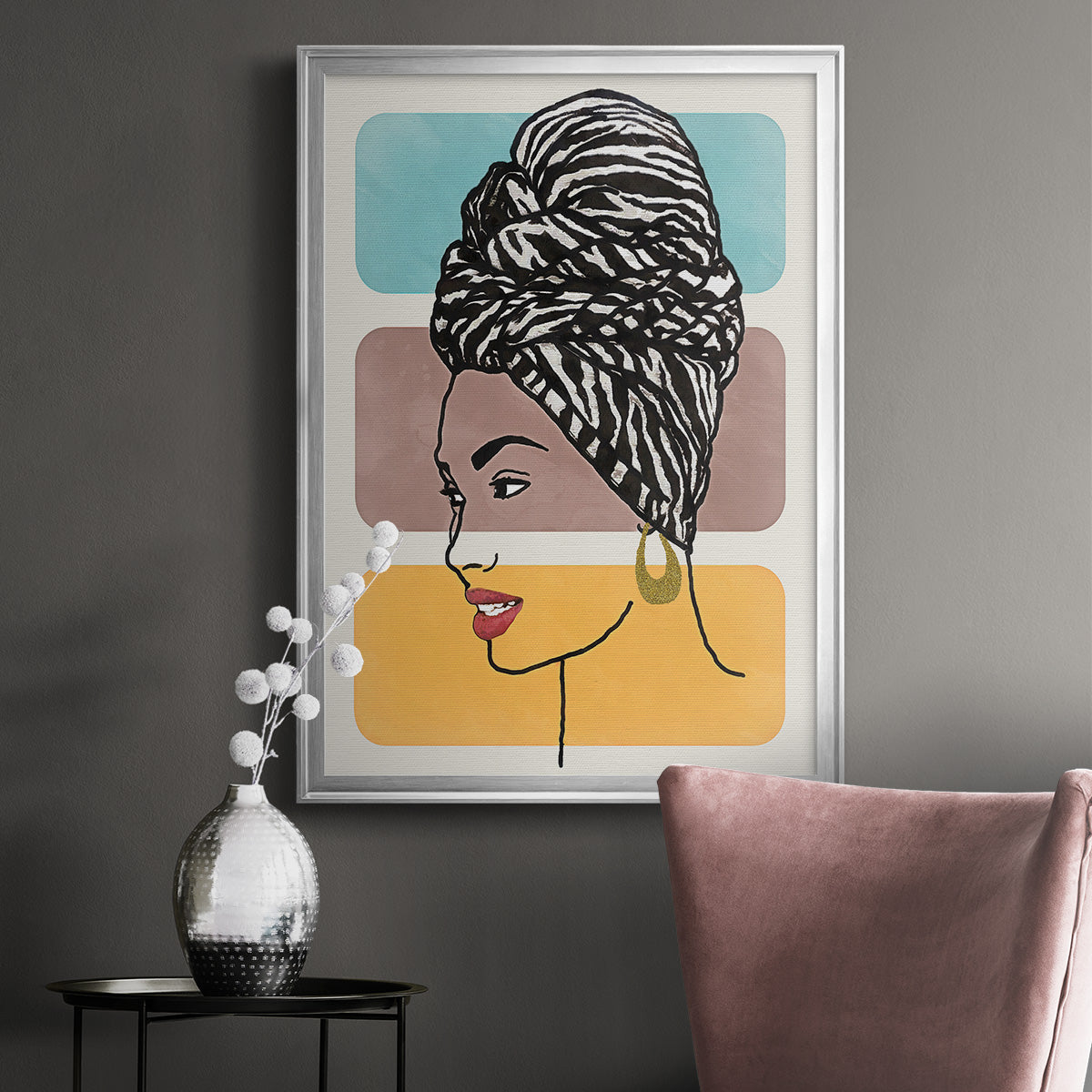 Head Wrap II - Modern Framed Canvas Print