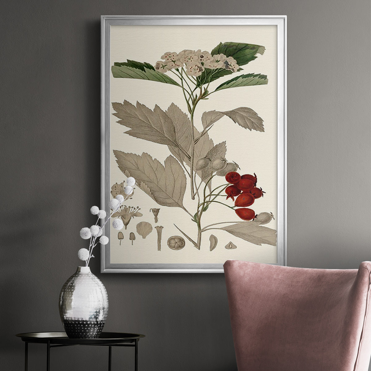 Leaves & Berries I - Modern Framed Canvas Print