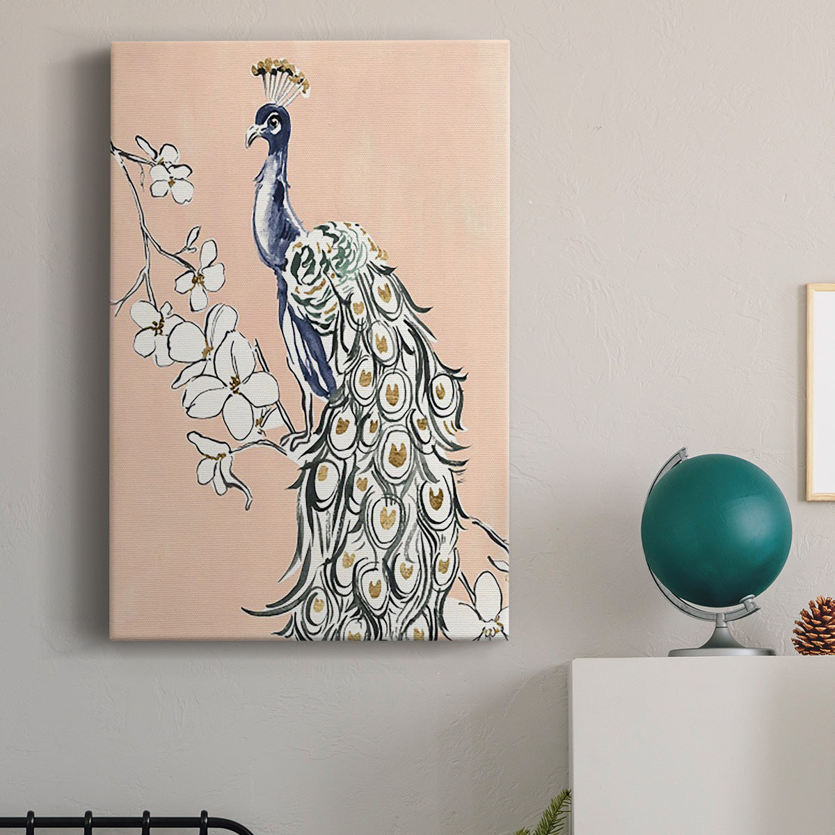 Peacock in Gold IV Premium Gallery Wrapped Canvas - Ready to Hang