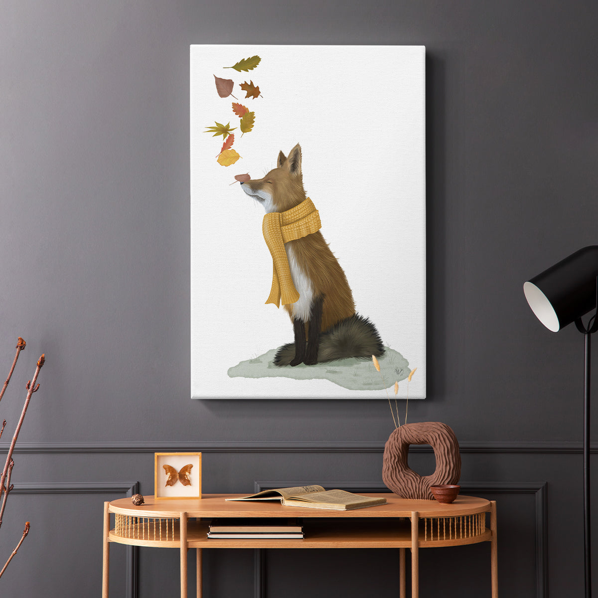 Fox Leaves on Nose - Canvas Art Print