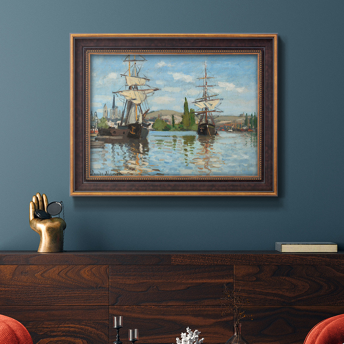Ships Riding on the Seine - Ornate Framed Canvas Print