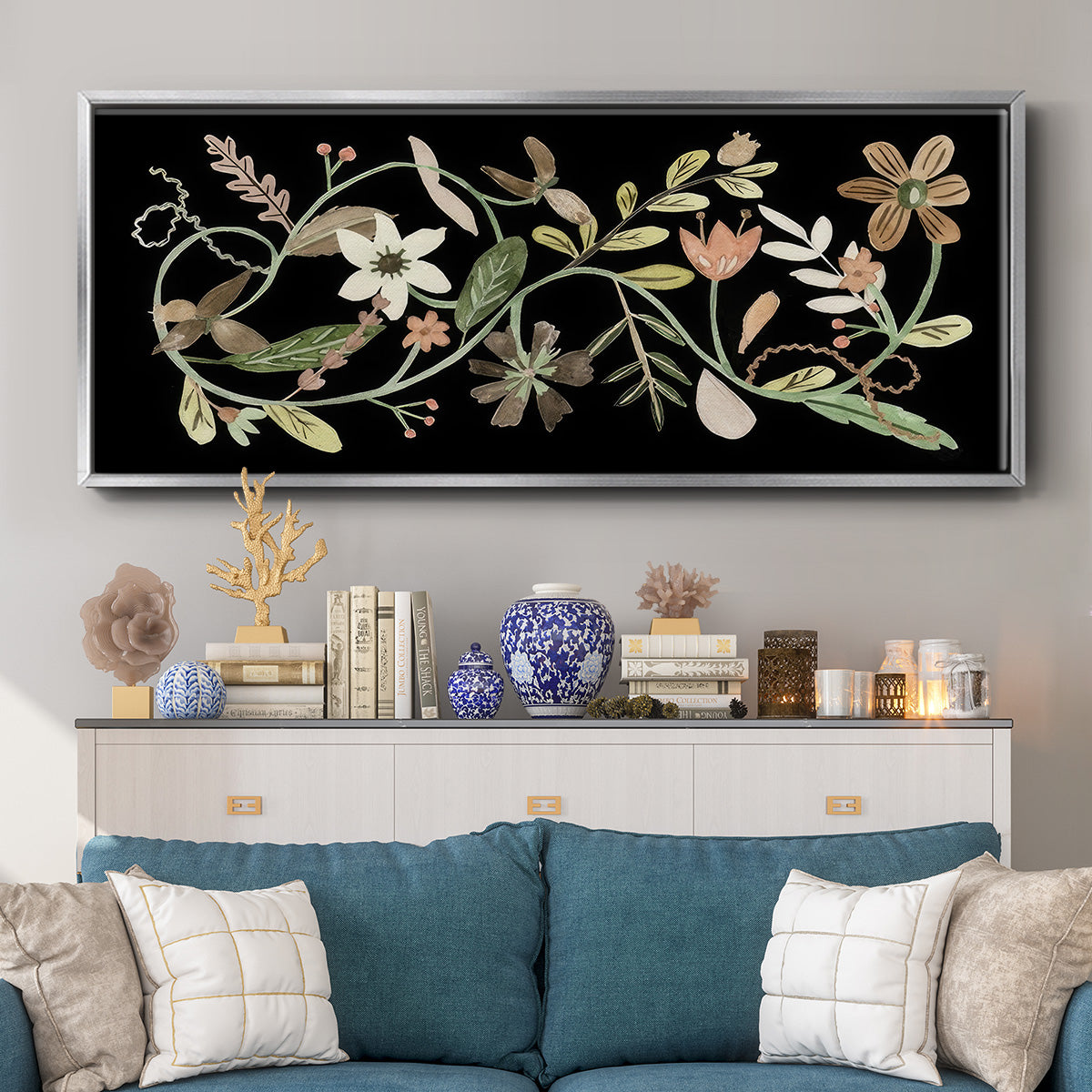 Pressed Flowers I - Floater Framed Canvas Print