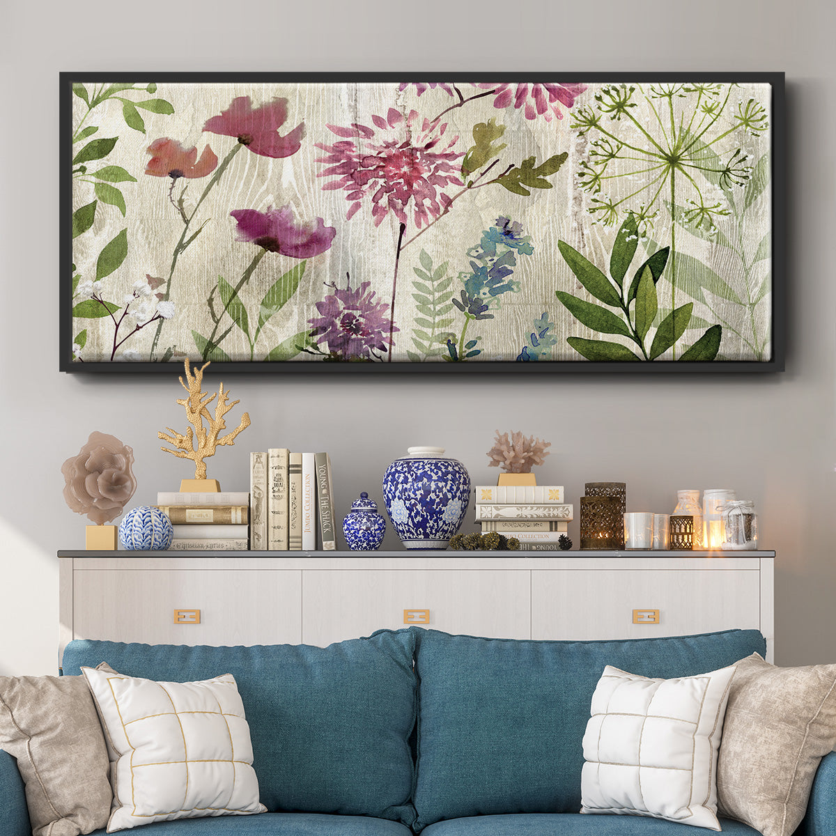 Meadow Flowers II - Floater Framed Canvas Print