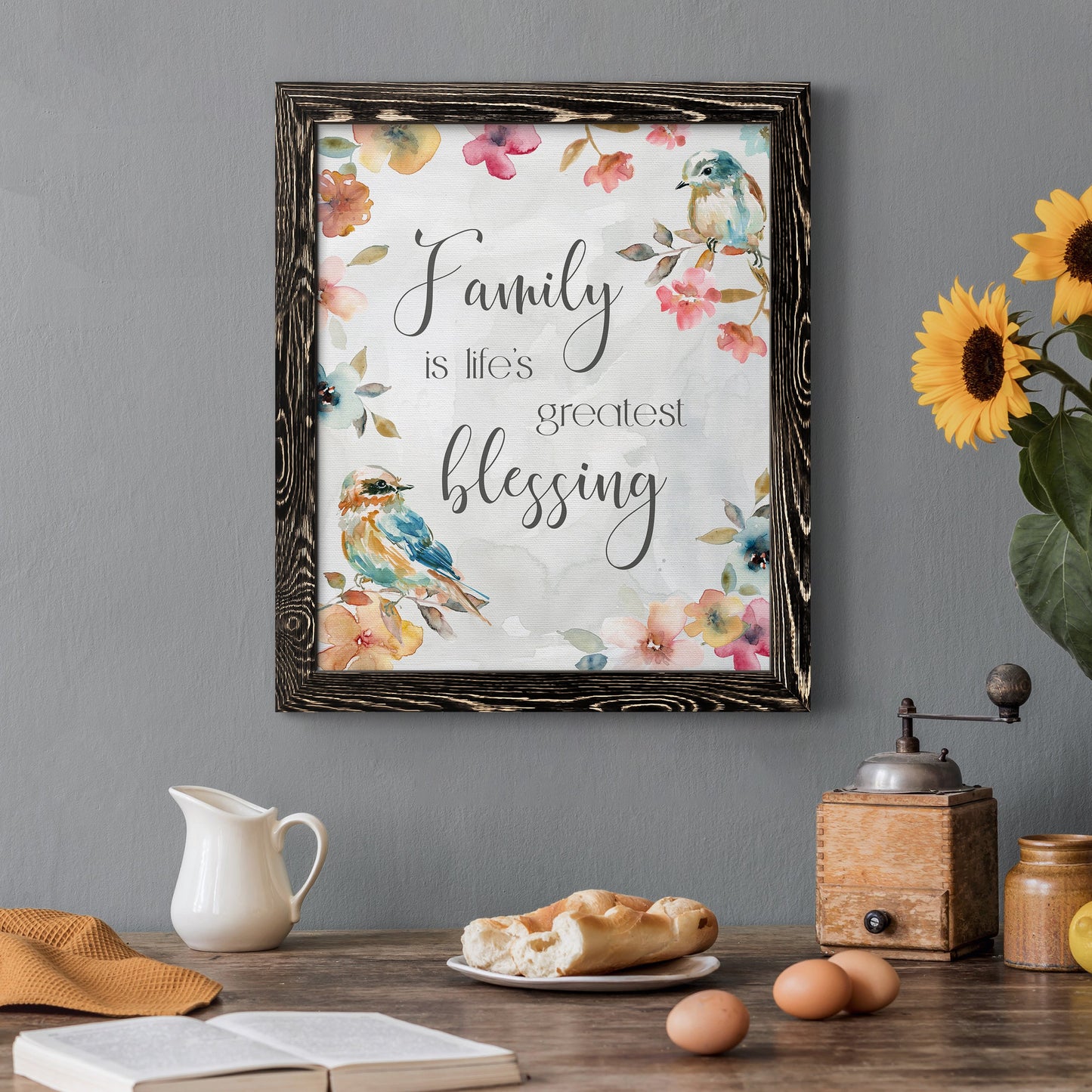 Spring Bird Blessing - Barnwood Framed Canvas Print