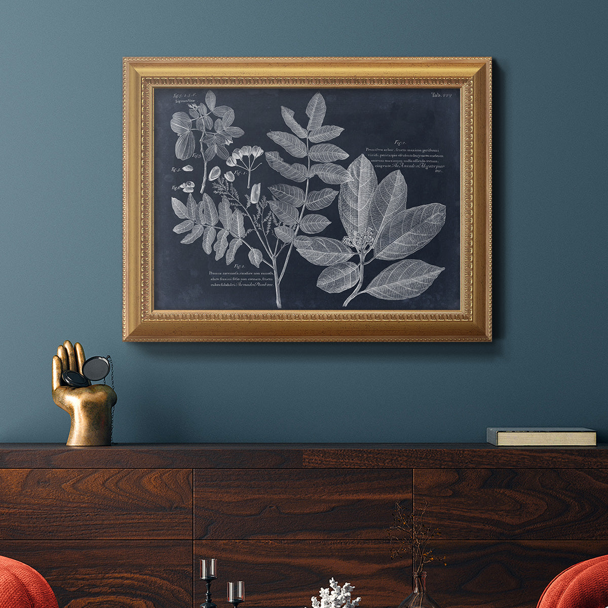 Foliage on Navy V Premium Framed Canvas- Ready to Hang