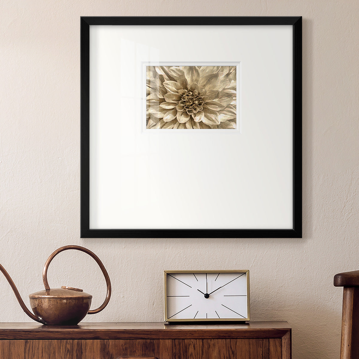 Neutral Wall Flower I Premium Framed Print Double Matboard