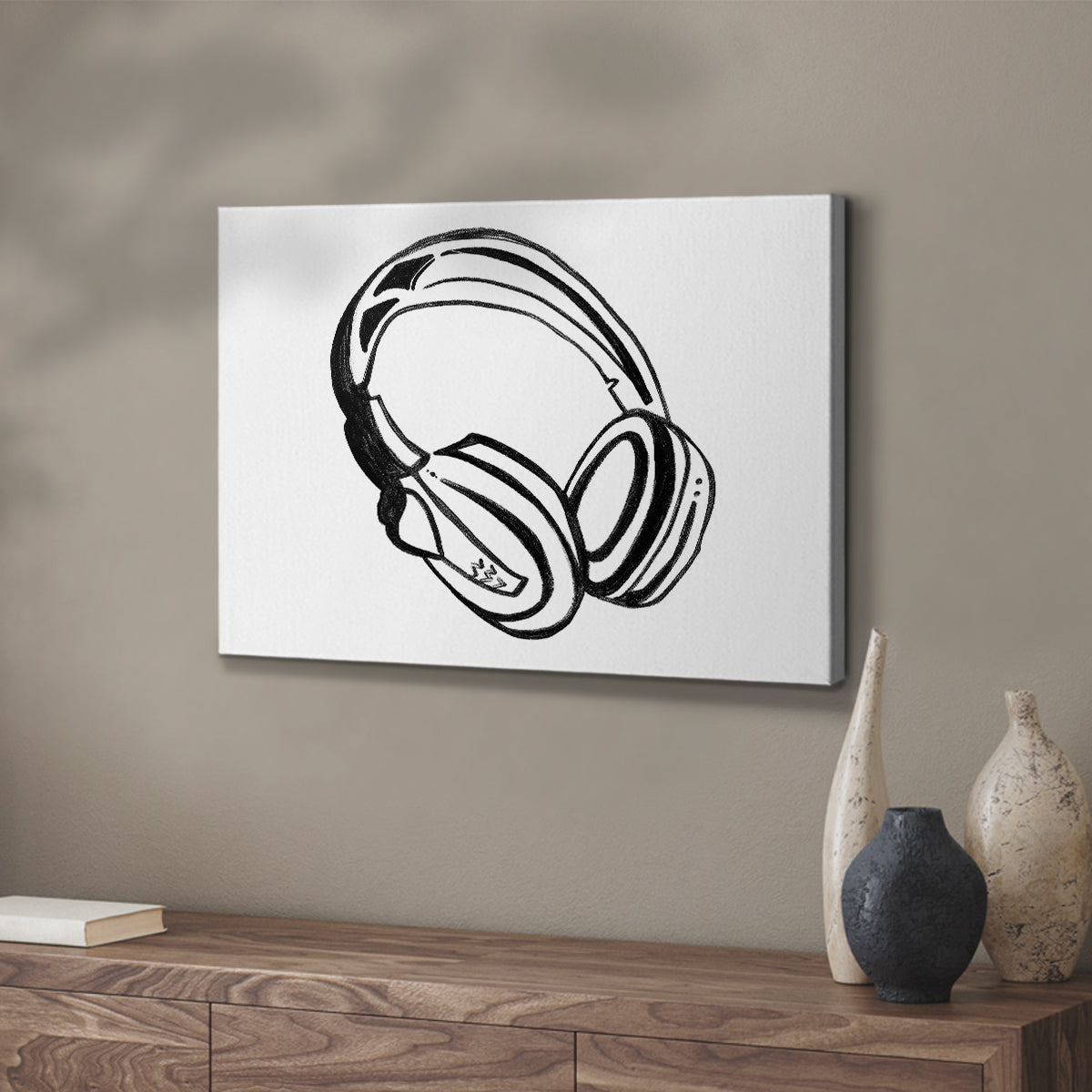 Headphones Sketch - Canvas Art Print