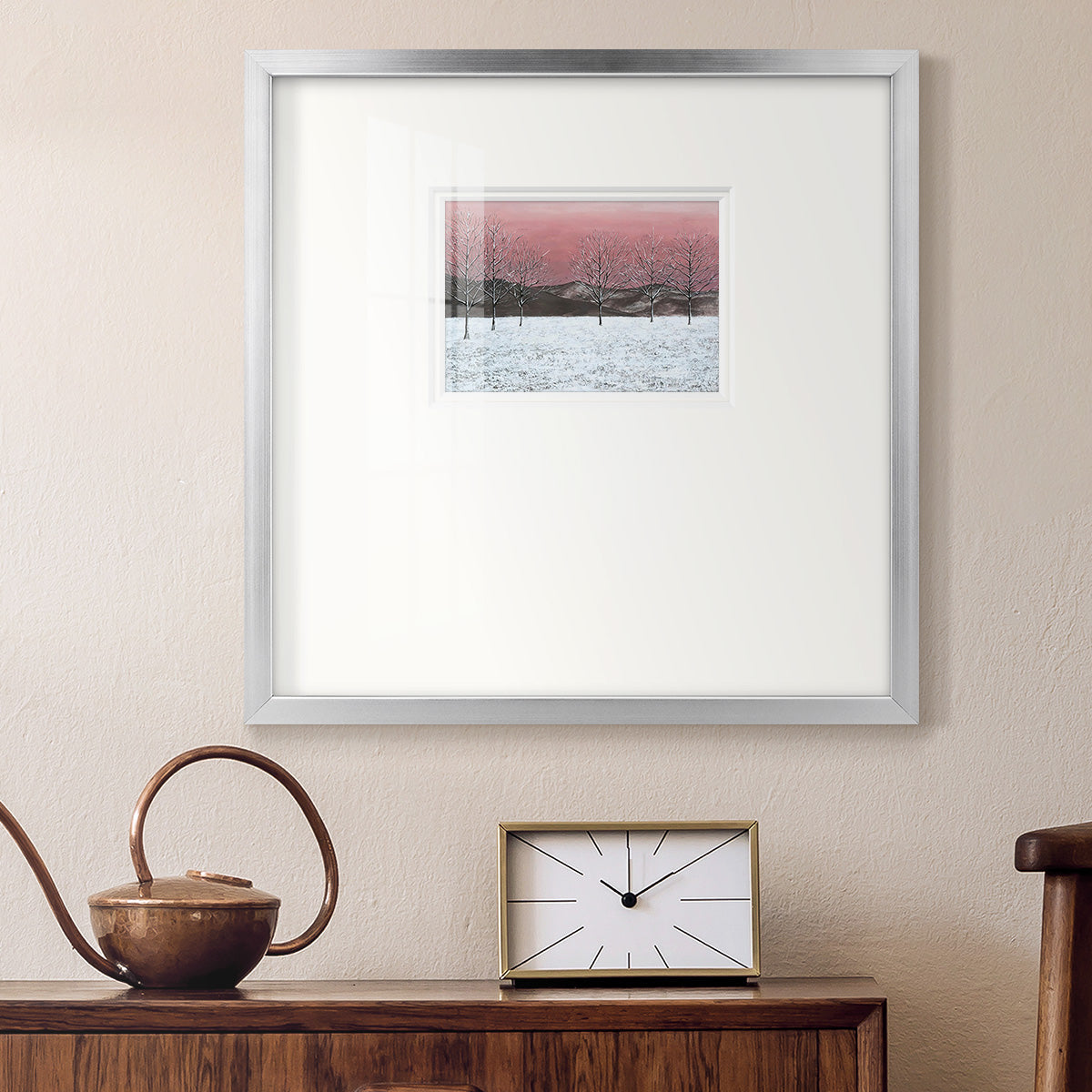 Sunset Snowfall I Premium Framed Print Double Matboard