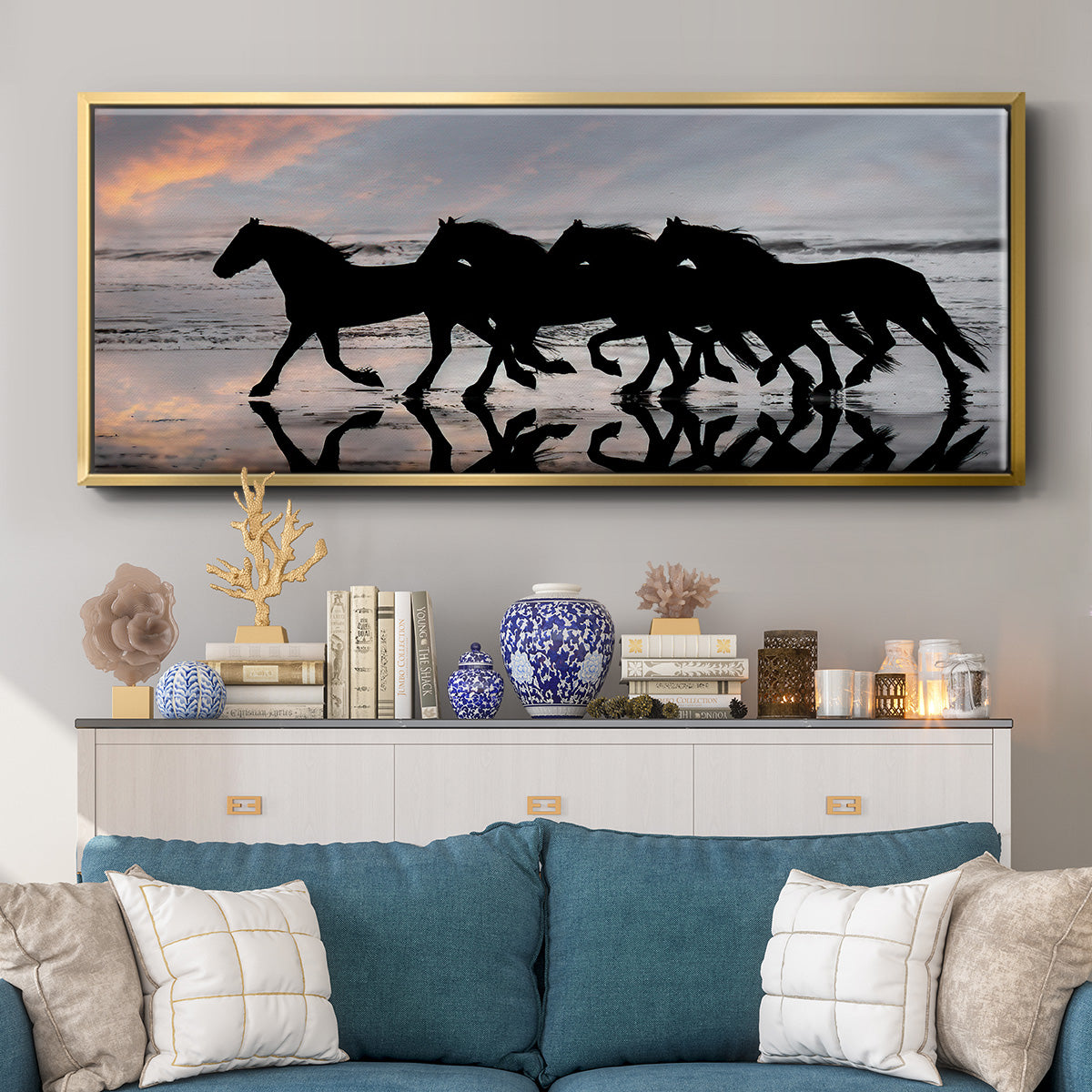 Beach Gallop - Floater Framed Canvas Print