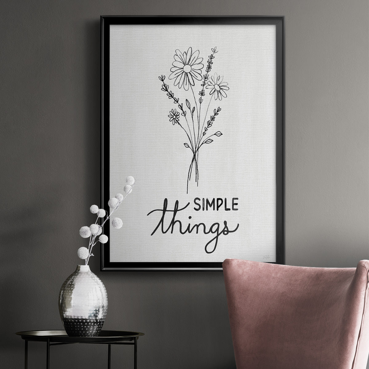 Simple Things Sketch - Modern Framed Canvas Print