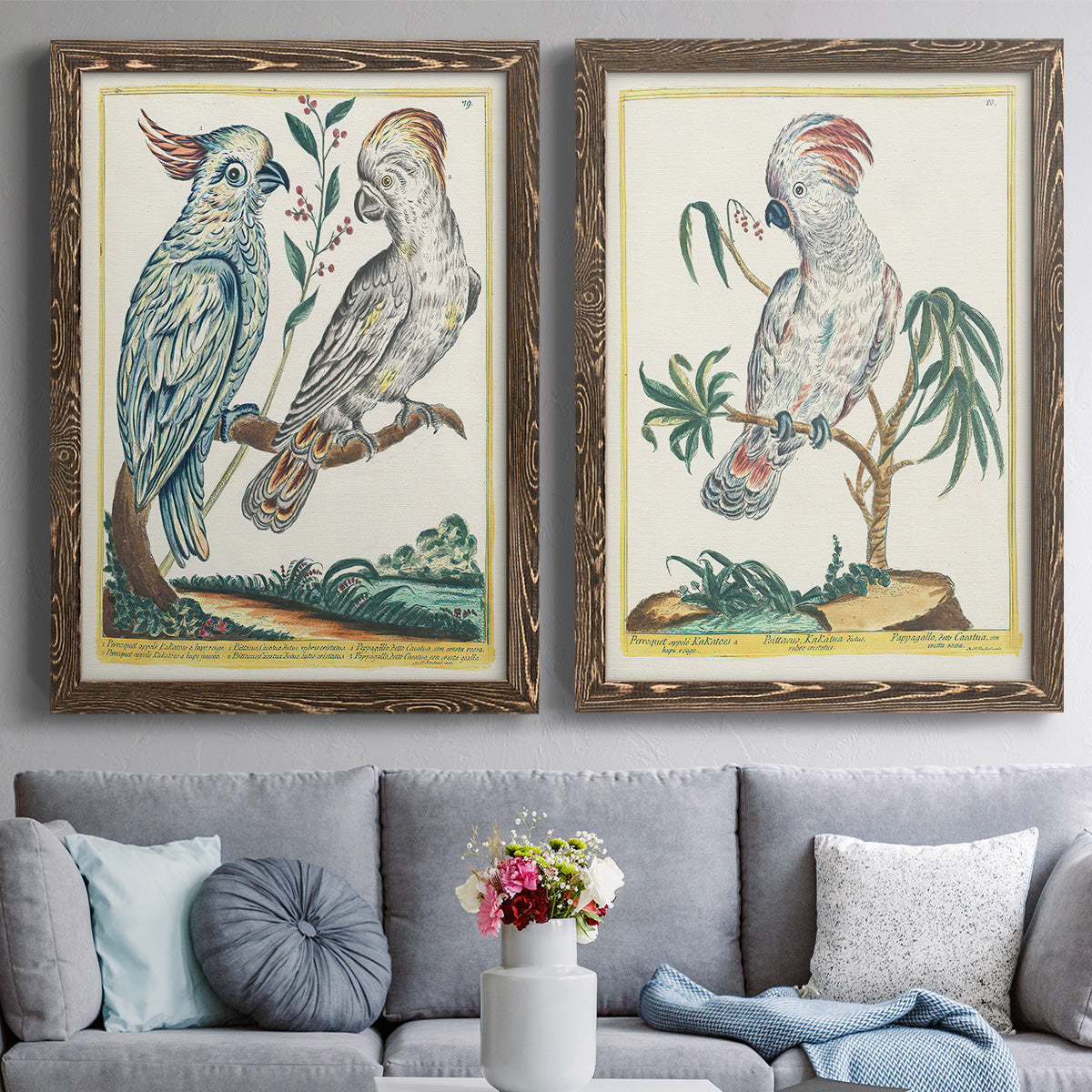 Pastel Birds I - Premium Framed Canvas 2 Piece Set - Ready to Hang