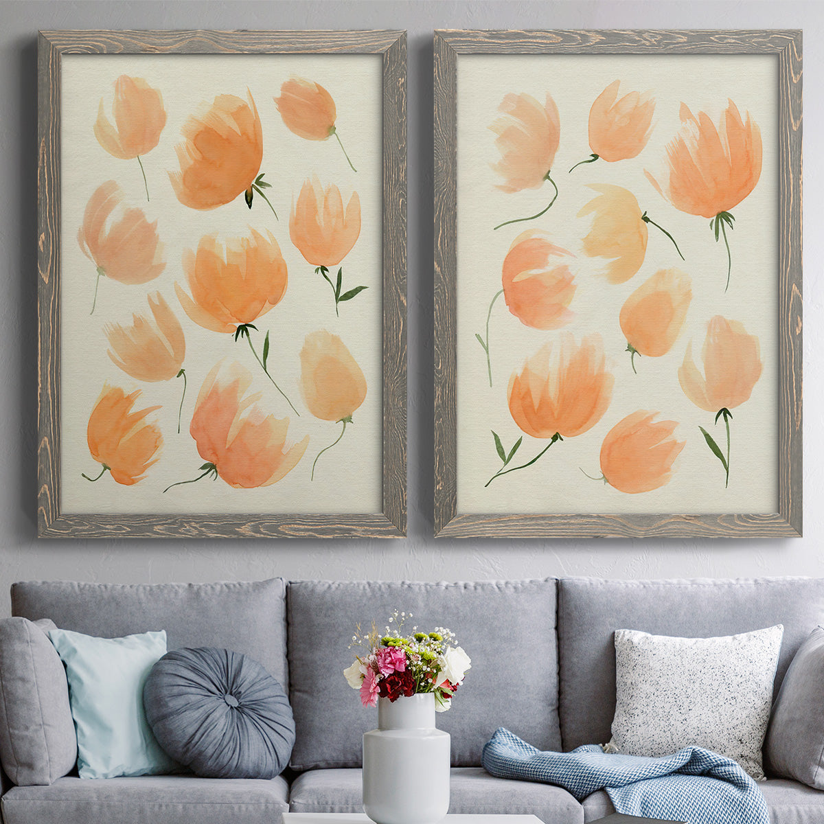 Fallen Flowers I - Premium Framed Canvas 2 Piece Set - Ready to Hang