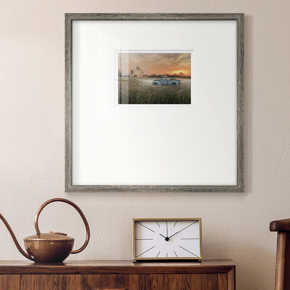 Evening Farm - Double Matboard Framed Print