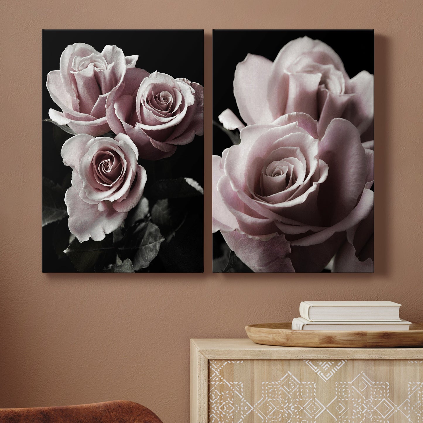 Rose Noir I Premium Gallery Wrapped Canvas - Ready to Hang - Set of 2 - 8 x 12 Each