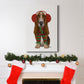 Christmas Des - Basset Hound and Ear Muffs Premium Gallery Wrapped Canvas - Ready to Hang