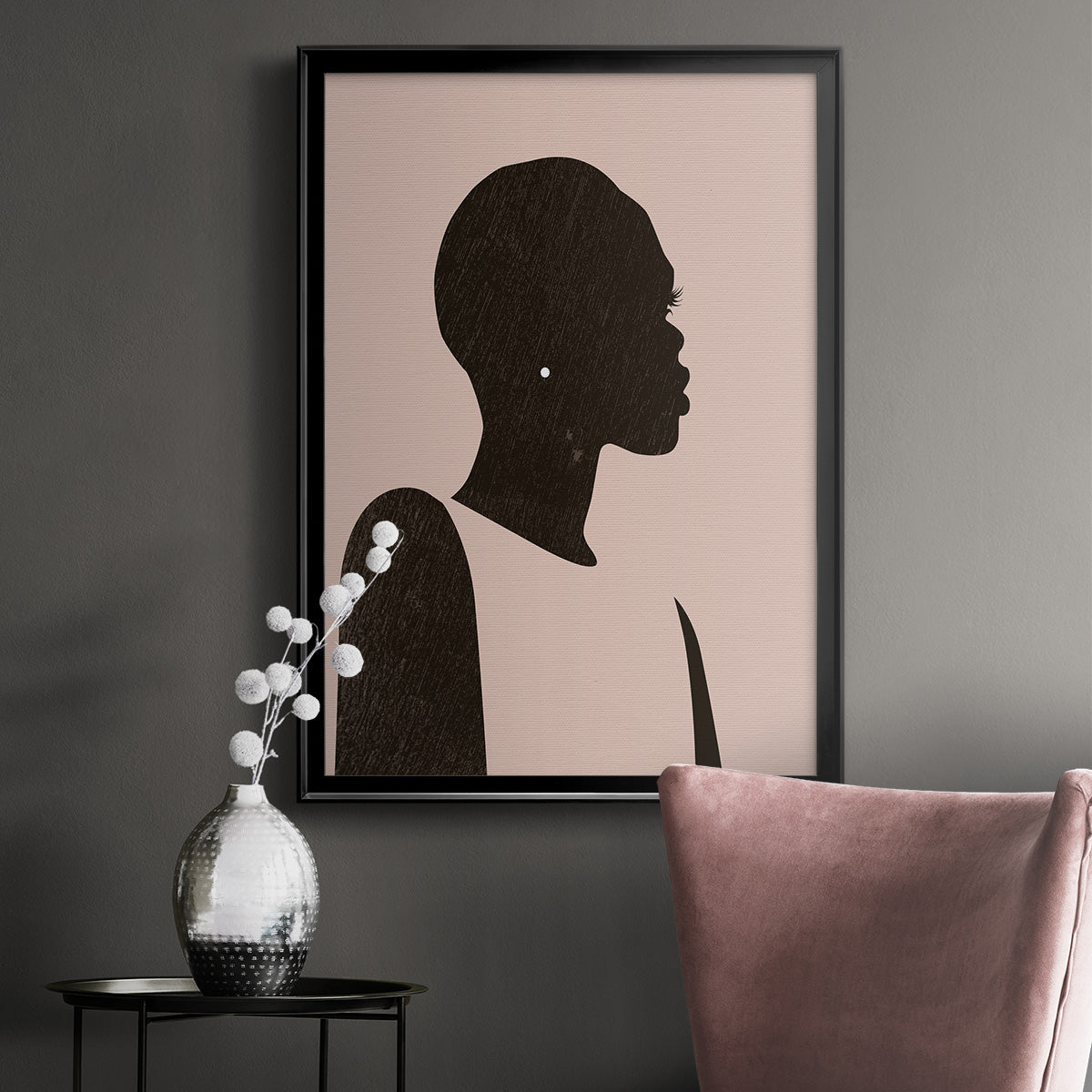 Pink Silhouette II - Modern Framed Canvas Print