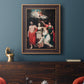 Classical allegorical painting honoring Linnaeus by Robert John Thornton in an ornate bronzed mahogany wood frame displayed in a dark-toned interior setting.