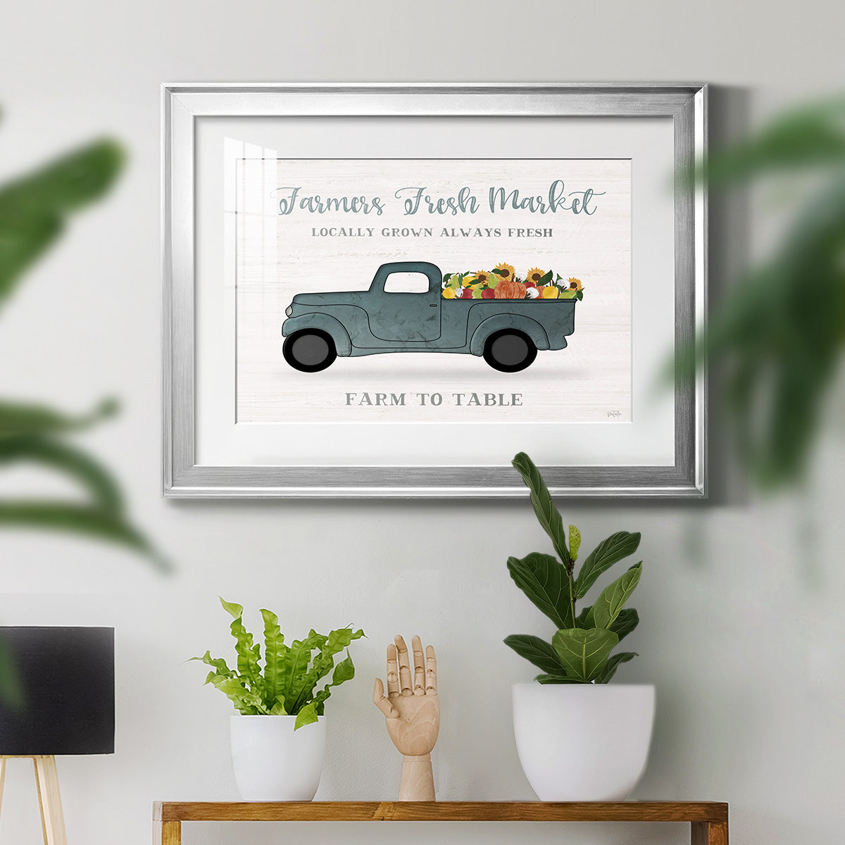 Fresh Sunflowers Truck - Modern Framed Art Print