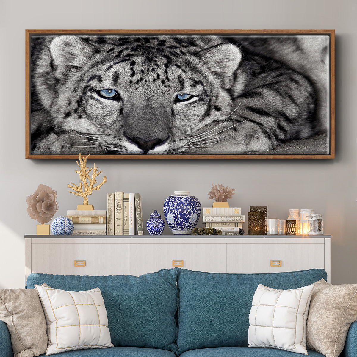 Snow Leopard Sanctuary - Floater Framed Canvas Print