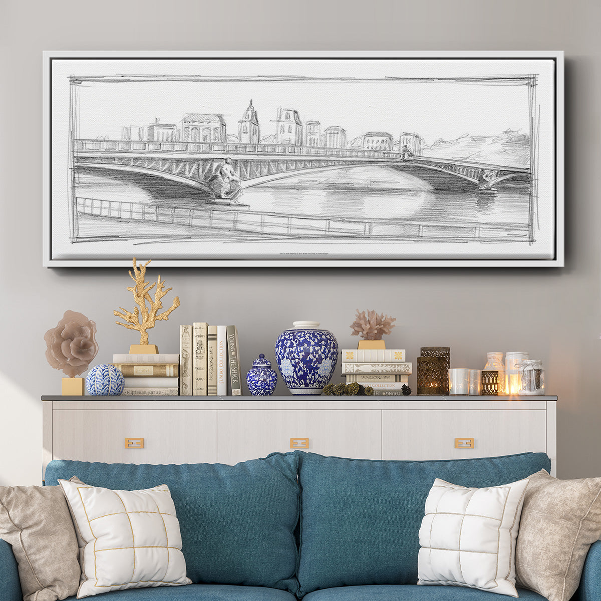 Pont Mirabeau - Floater Framed Canvas Print
