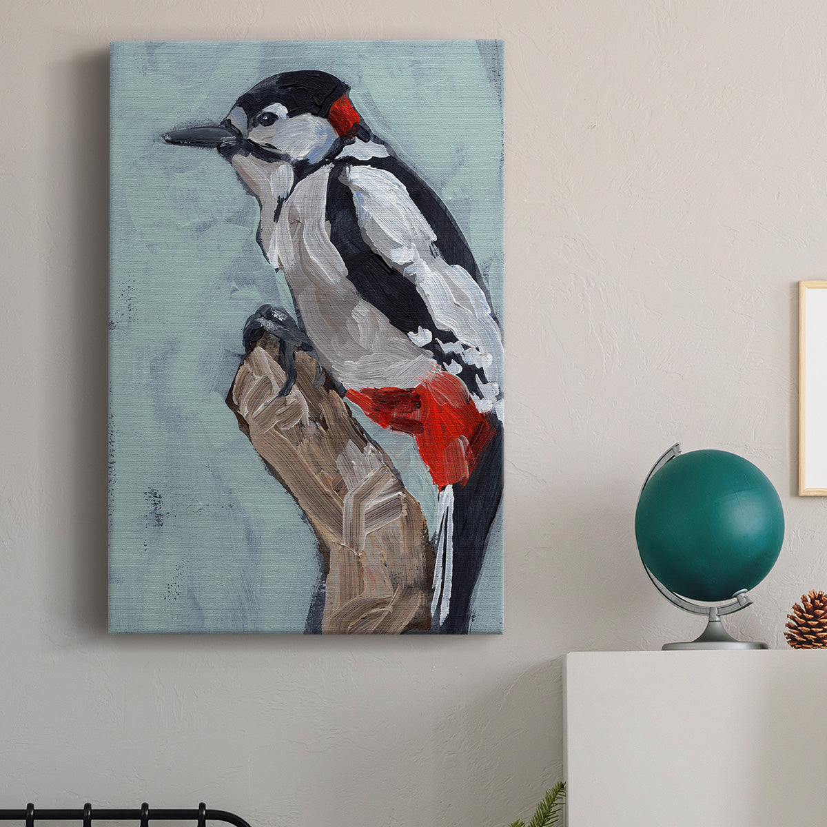 Woodpecker Paintstrokes I Premium Gallery Wrapped Canvas - Ready to Hang