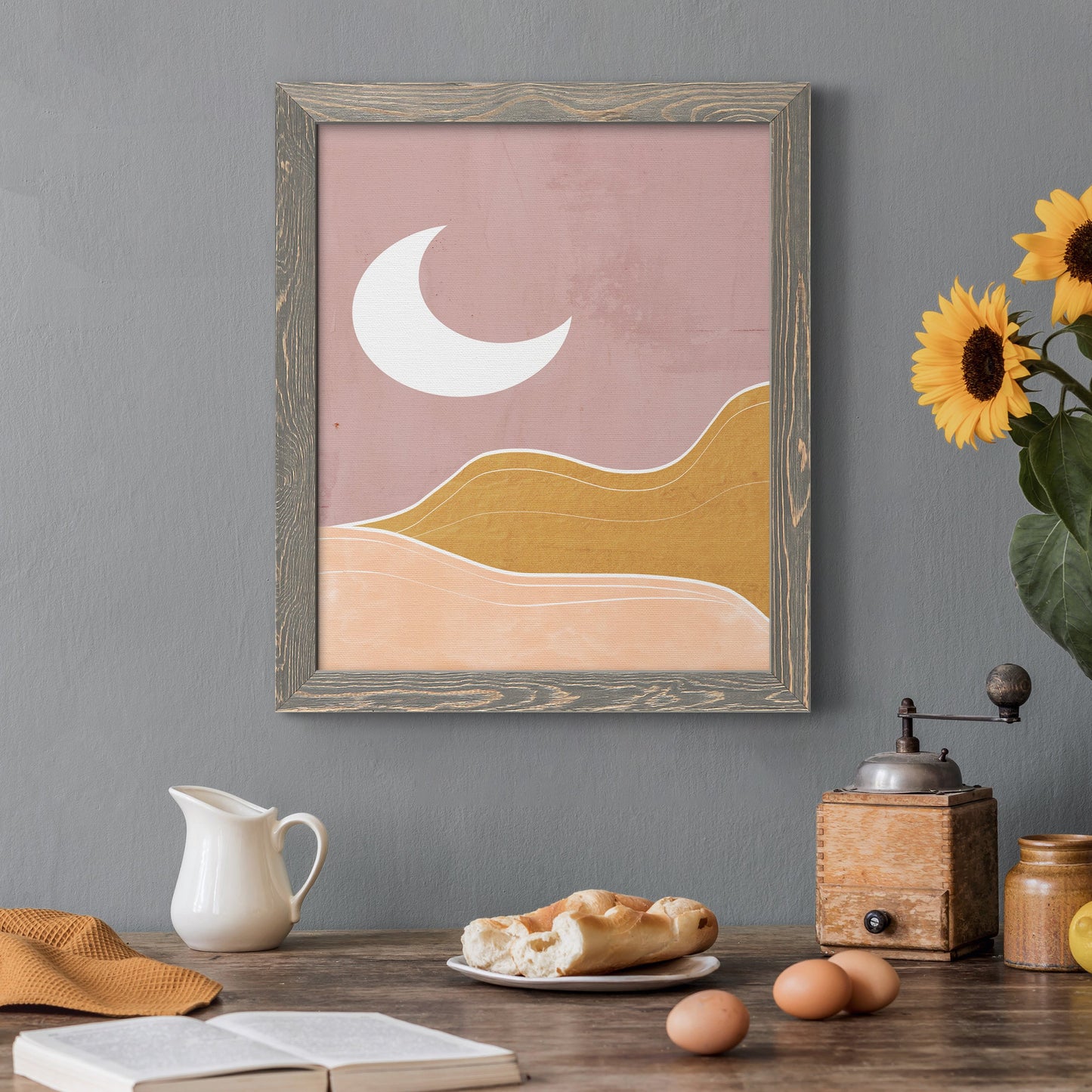 Sedona Moon - Barnwood Framed Canvas Print