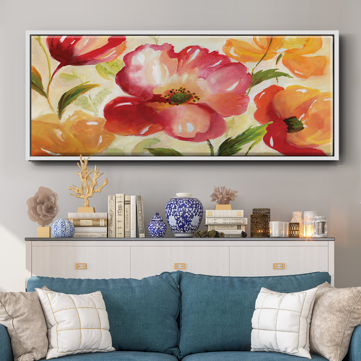 Jardin Rouge - Floater Framed Canvas Print