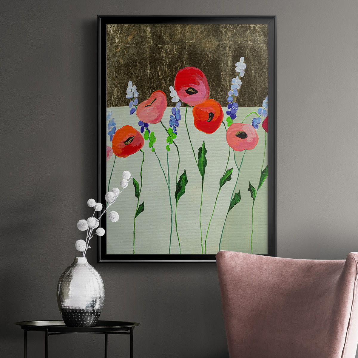Poppy Party - Modern Framed Canvas Print
