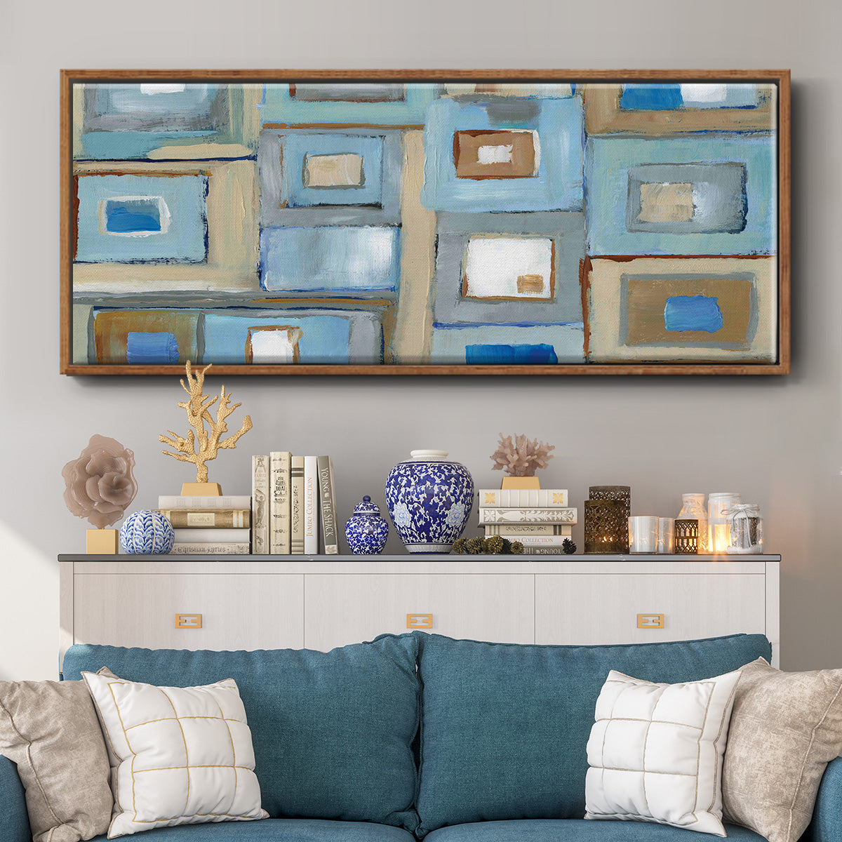 Variation on Greek Key I - Floater Framed Canvas Print