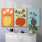 Modern Blooms I - Framed Premium Gallery Wrapped Canvas L Frame 3 Piece Set - Ready to Hang