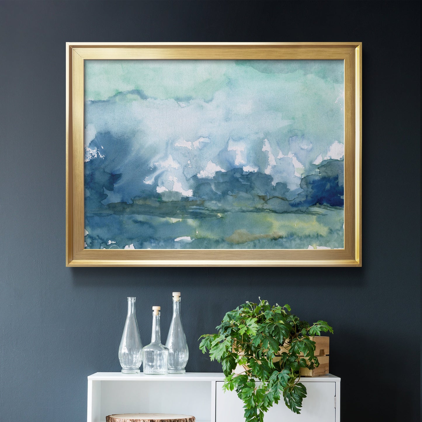 Distant Rain - Modern Framed Canvas Print