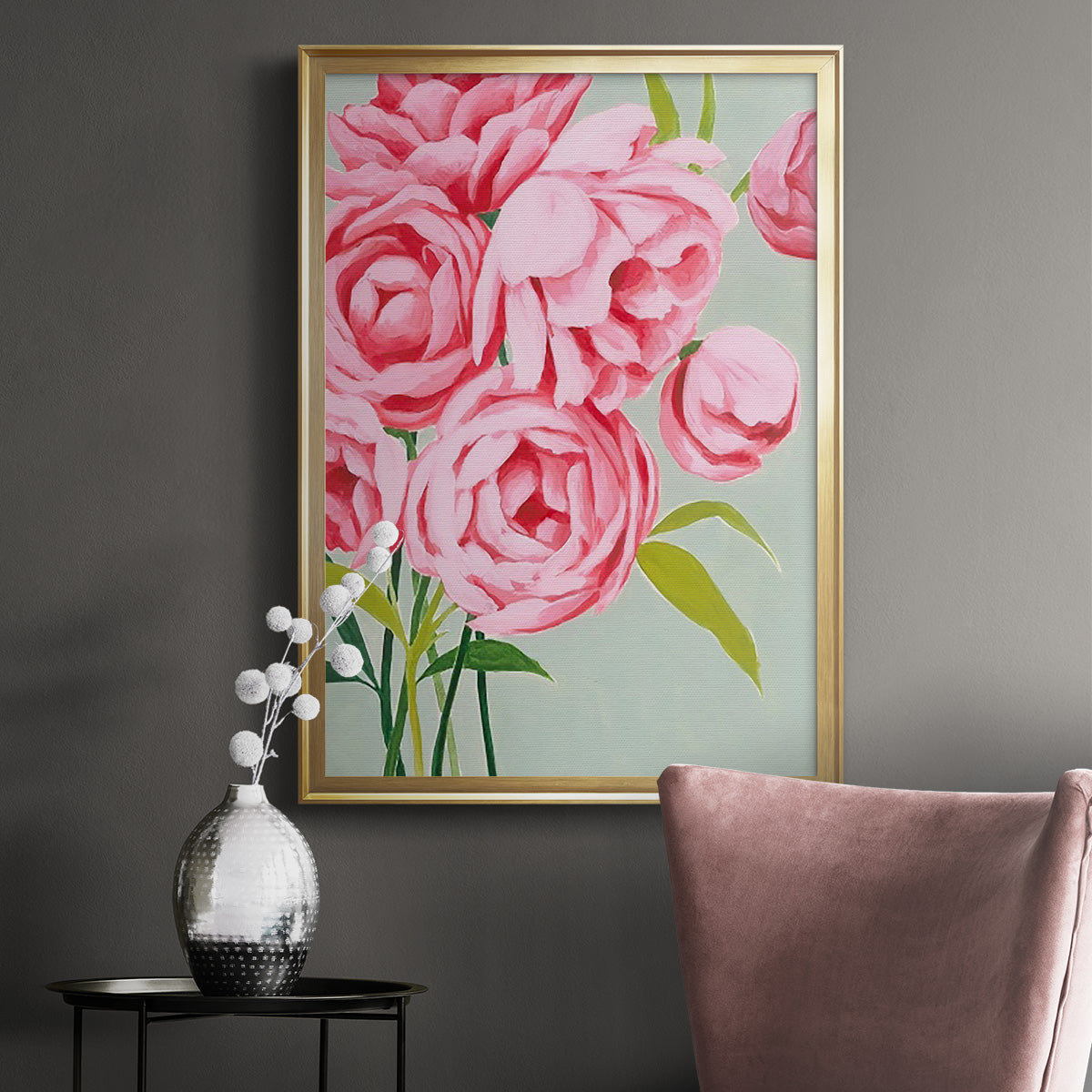 This Year's Peonies II - Modern Framed Canvas Print