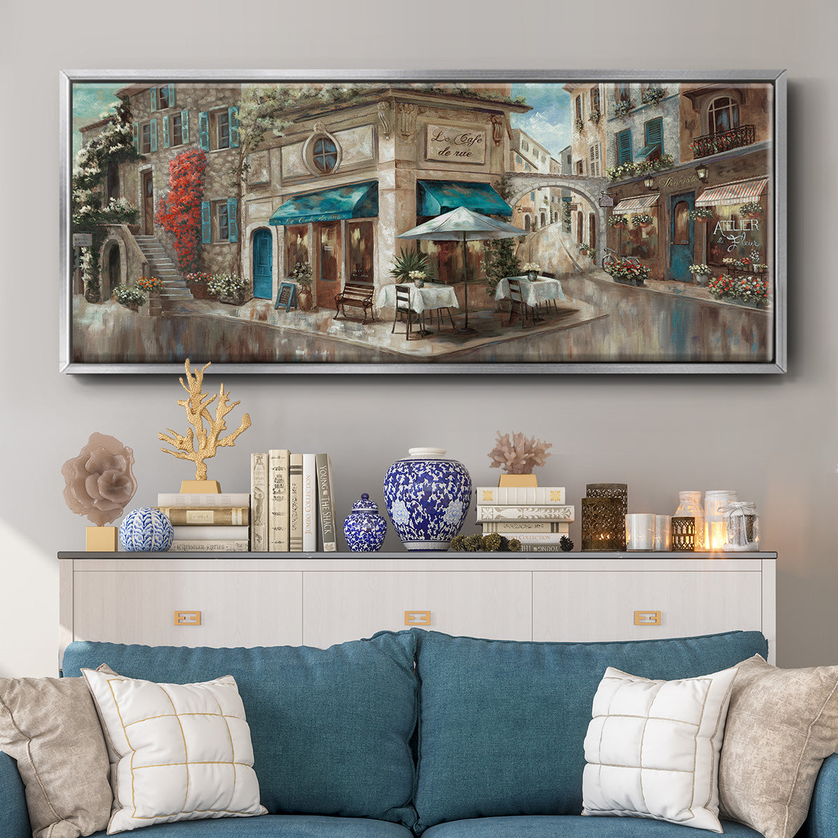 La Café de Rue - Floater Framed Canvas Print