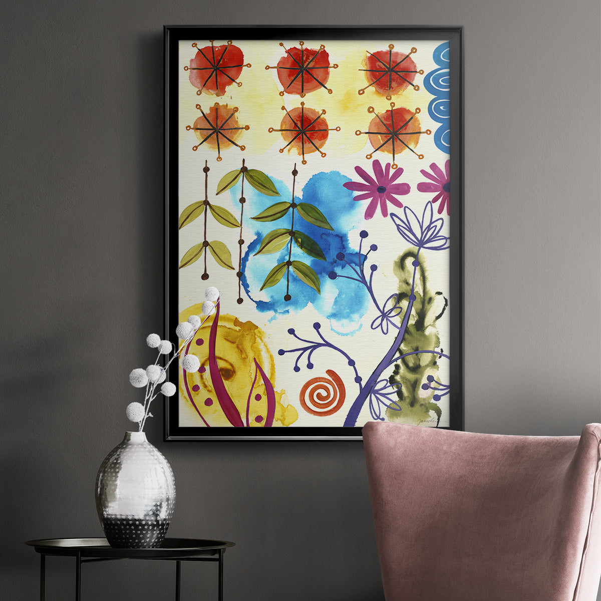 Flower Power II - Modern Framed Canvas Print