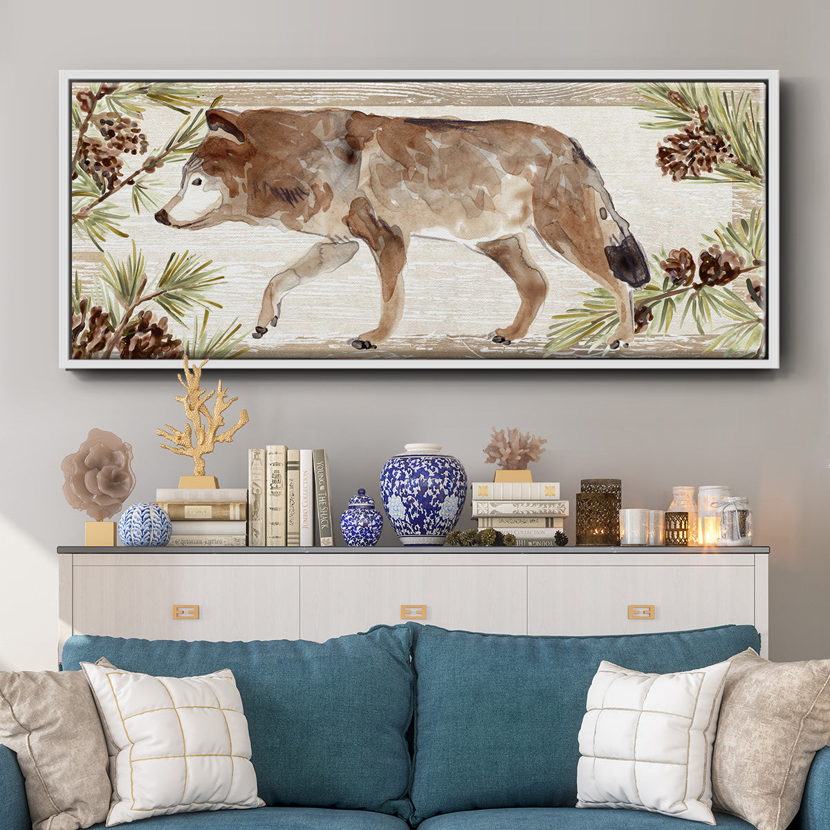 Rustic Barnwood Animals Collection D - Floater Framed Canvas Print