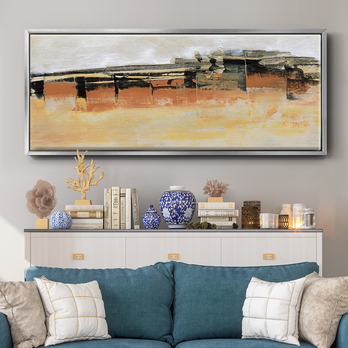 Bridges Ochre II - Floater Framed Canvas Print