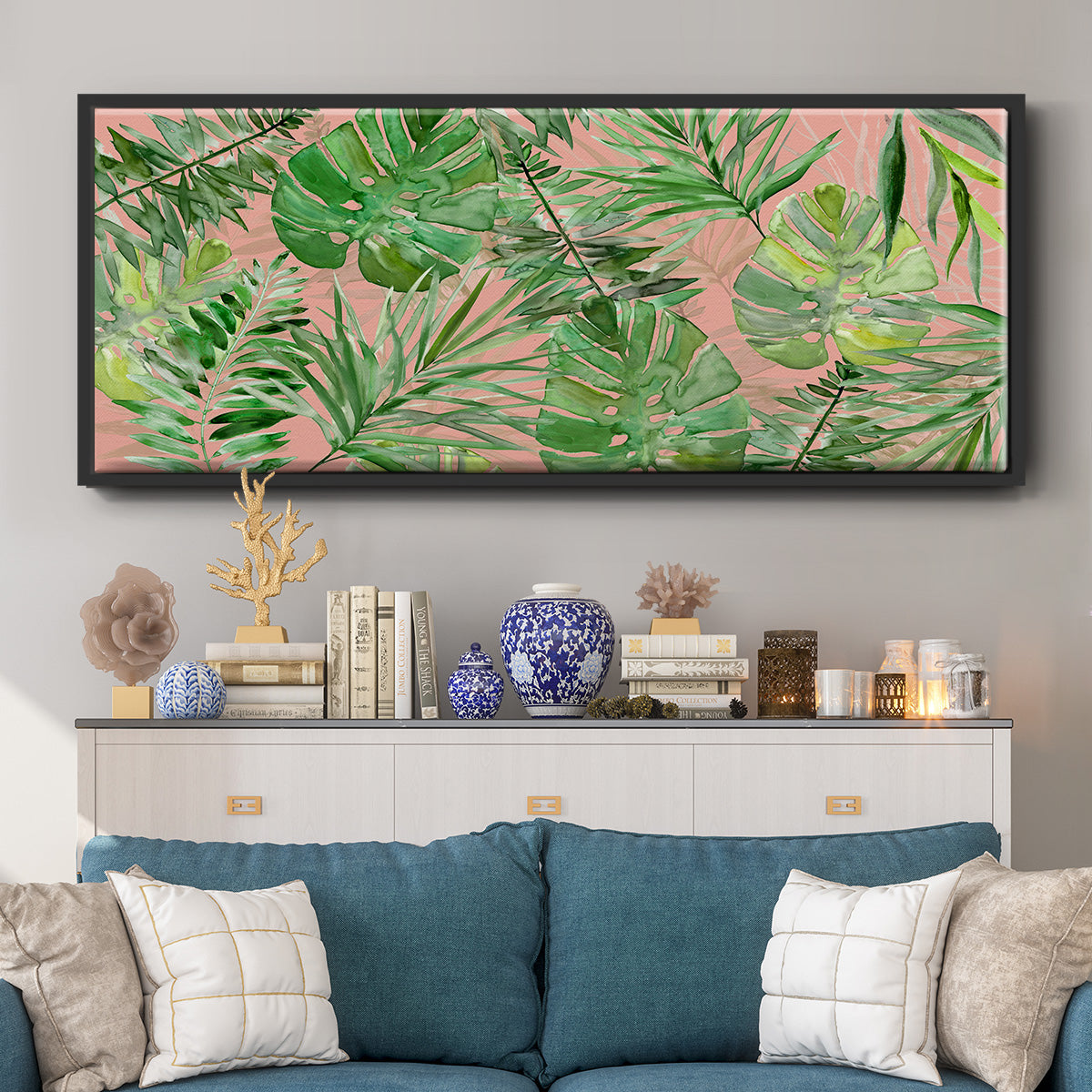 Tropical Sketchbook Coral - Floater Framed Canvas Print