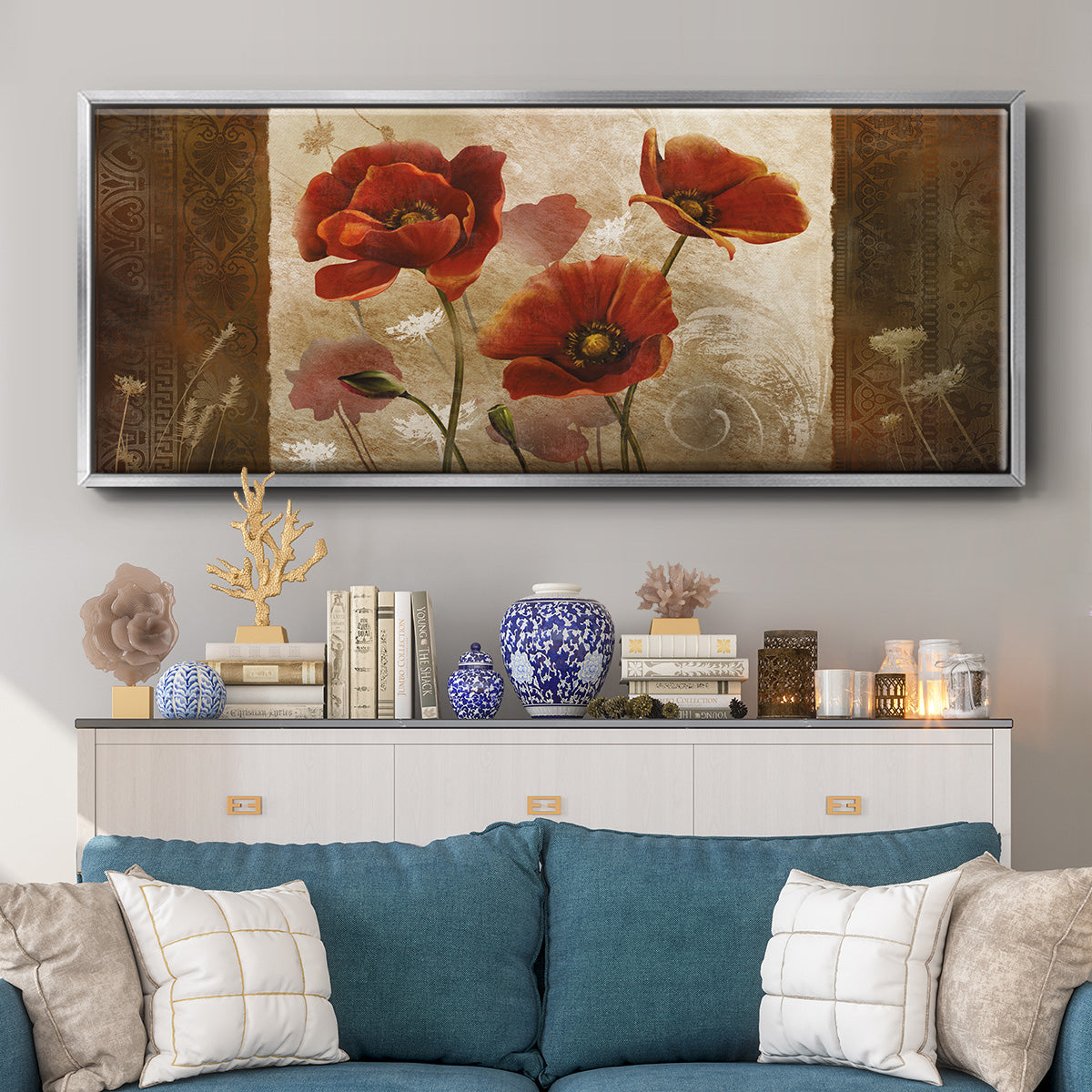 Poppy Morning - Floater Framed Canvas Print