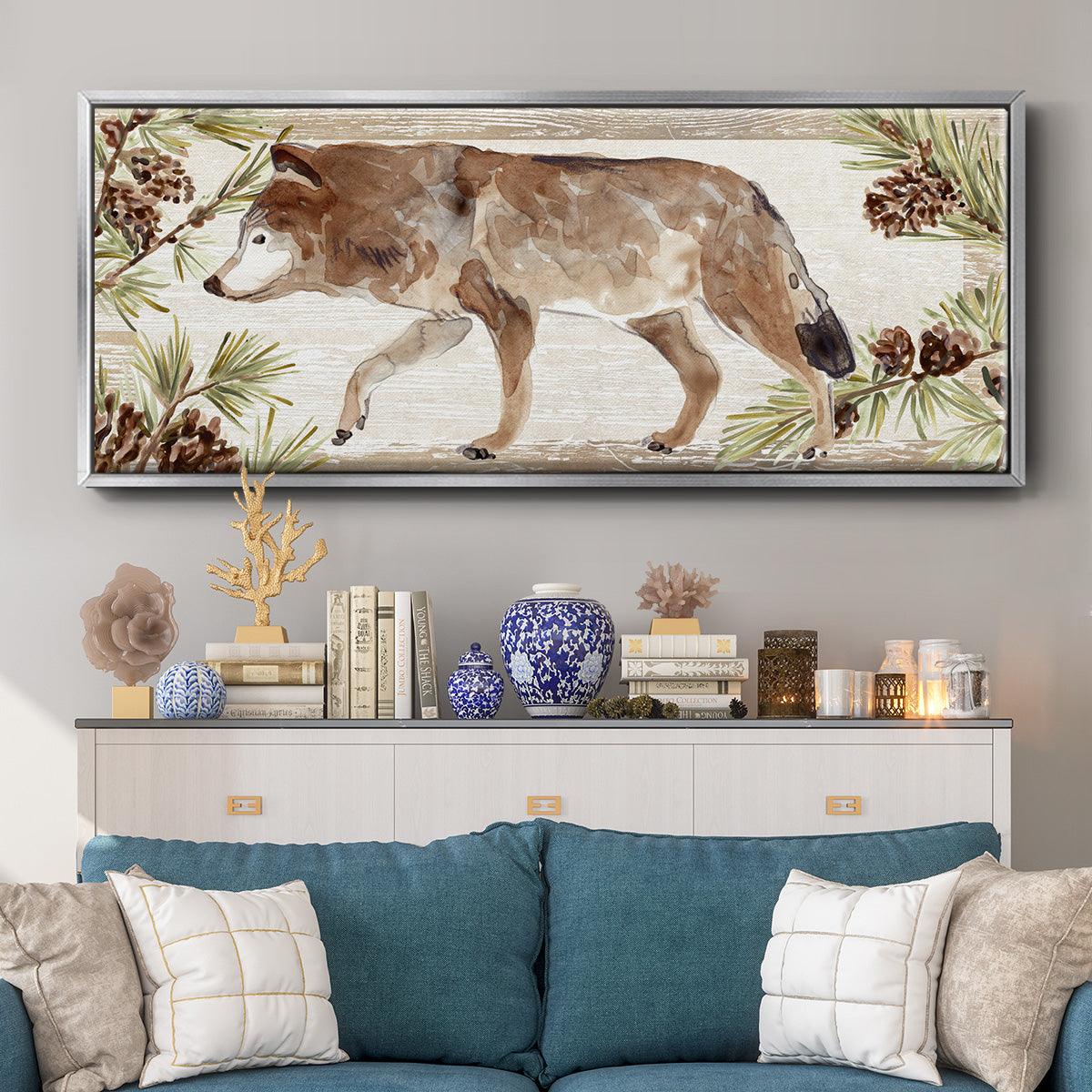 Rustic Barnwood Animals Collection D - Floater Framed Canvas Print