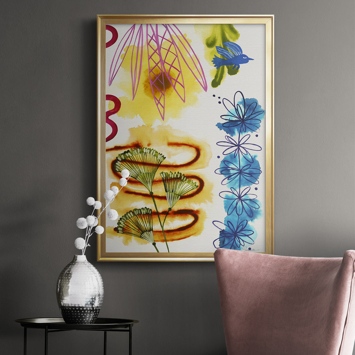 Flower Power I - Modern Framed Canvas Print