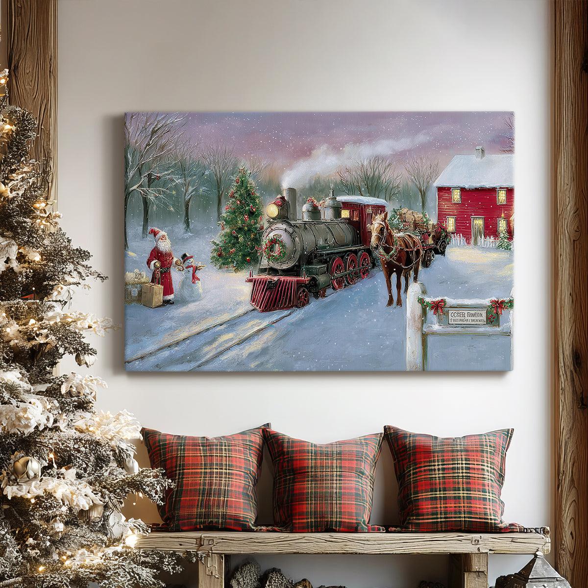 Pale Winter Nativity Hearth - Canvas Art Print