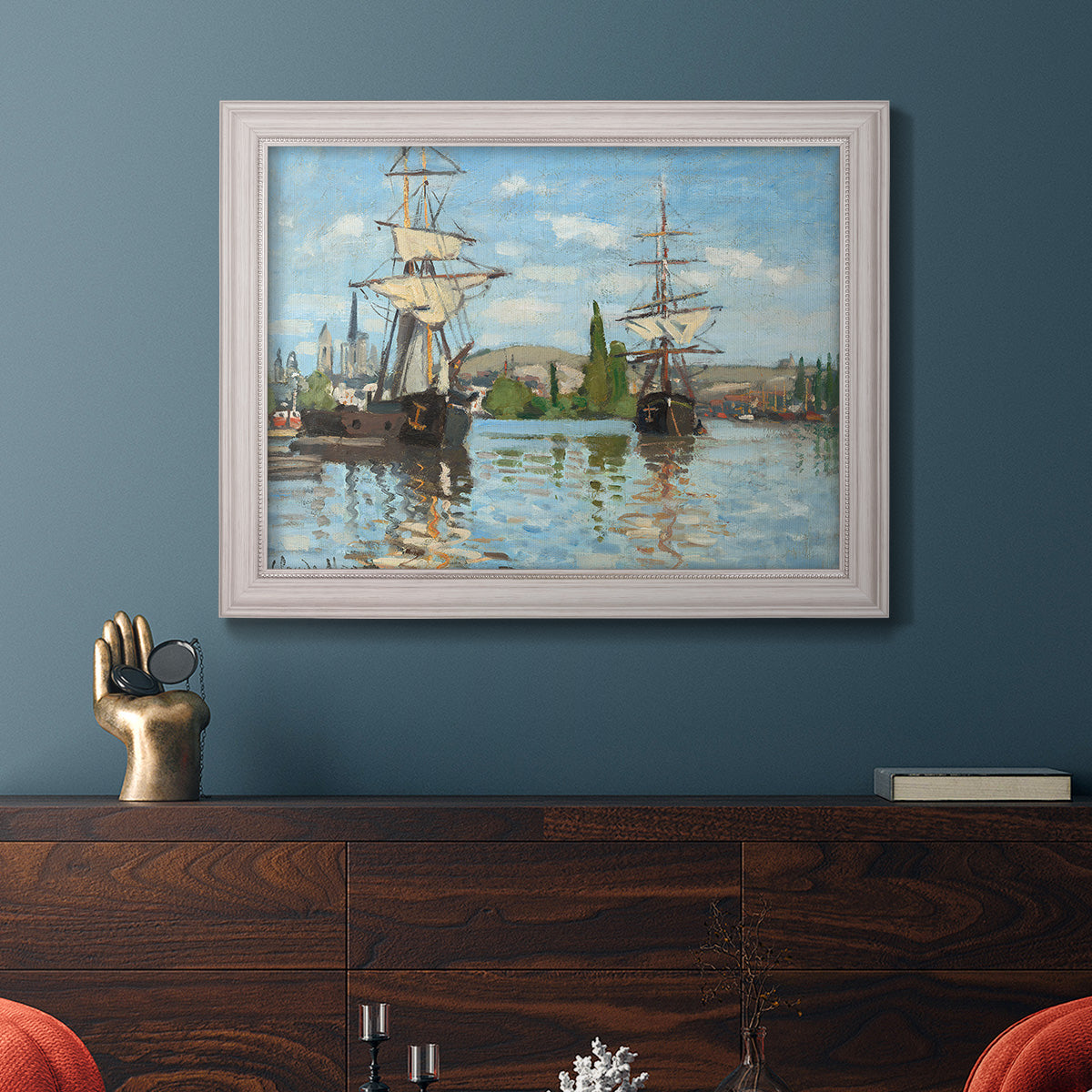 Ships Riding on the Seine - Ornate Framed Canvas Print